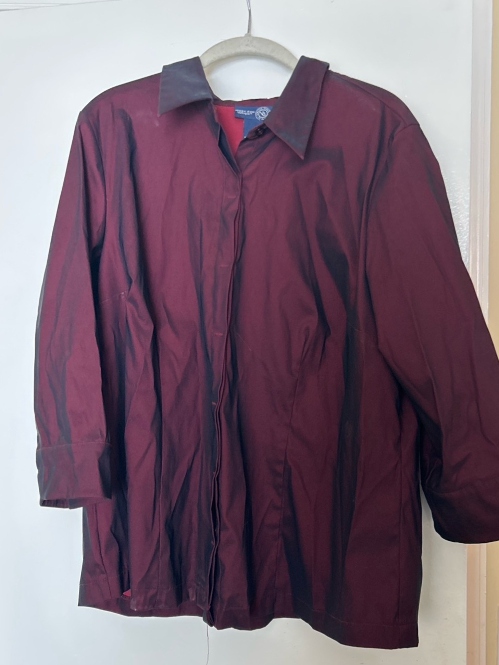 Women's Burgundy Button-Down Shirt - Classic Collared Style